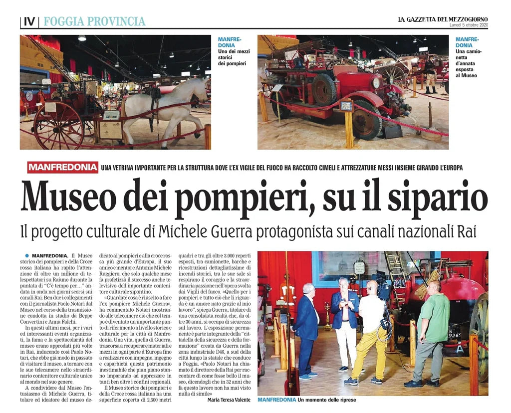 Manfredonia, si alza il sipario sul Museo dei pompieri e della Croce r